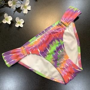 Victoria’s Secret Pastel Rainbow Bikini Bottoms Clear Lucite Ruched Side Panels